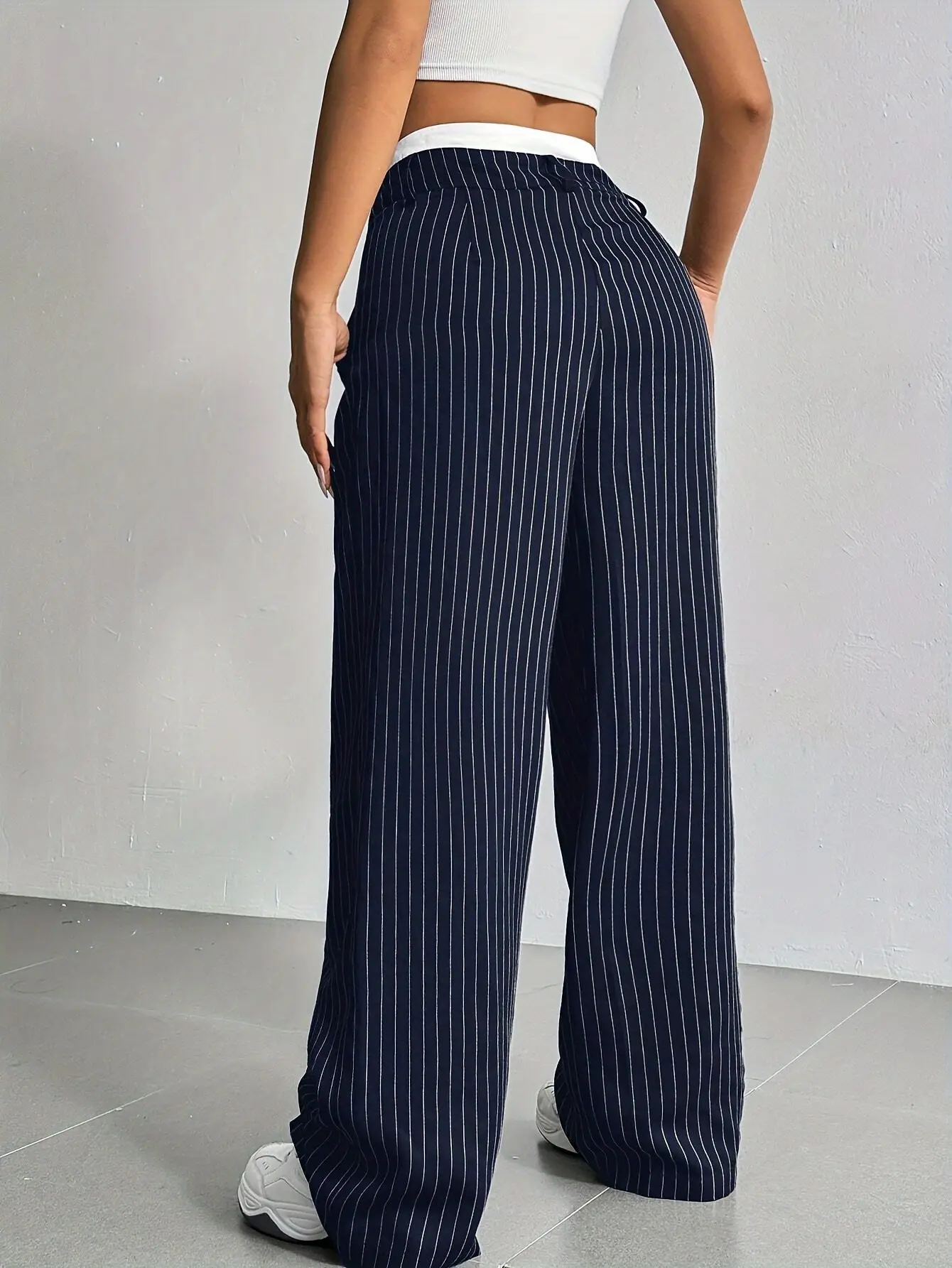 Fashion Pants Women's Stripe Straight Pants 2024 Autumn Winter High Waisted Casual Suit Pants Office Lady Women Trousers Bottoms