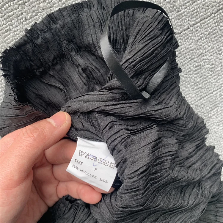 Miyake Pleated Handmade Wave Pants Women Korean Fashion New Elastic High Waist Casual Straight Trousers