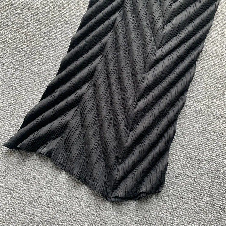 Miyake Pleated Handmade Wave Pants Women Korean Fashion New Elastic High Waist Casual Straight Trousers