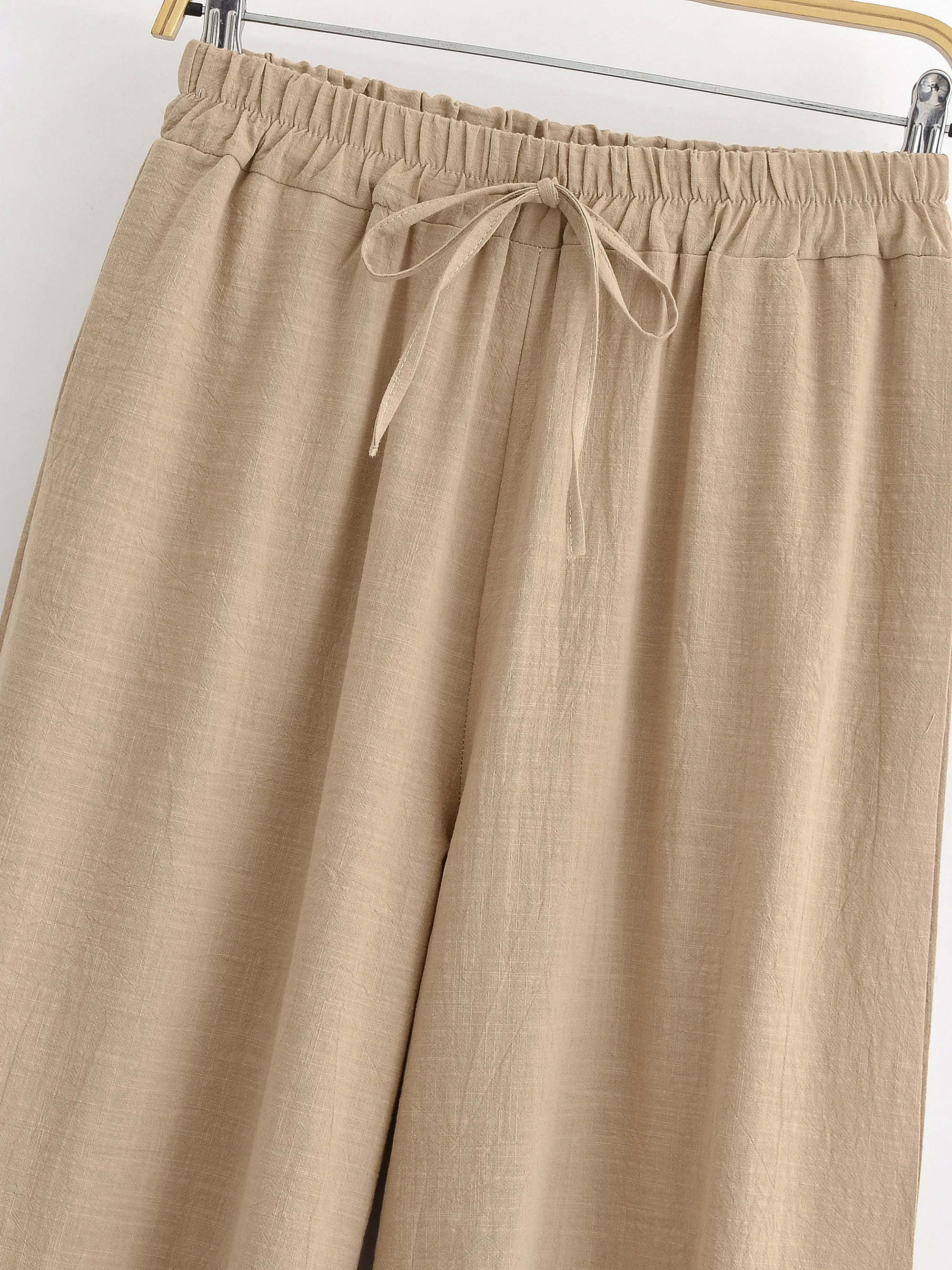 Vintage Chic 2025 Autumn Fashion Sun Moon Embroidery Linen Cotton Baggy Pants Women Bloomers Side Pockets Loose Yoga Trousers