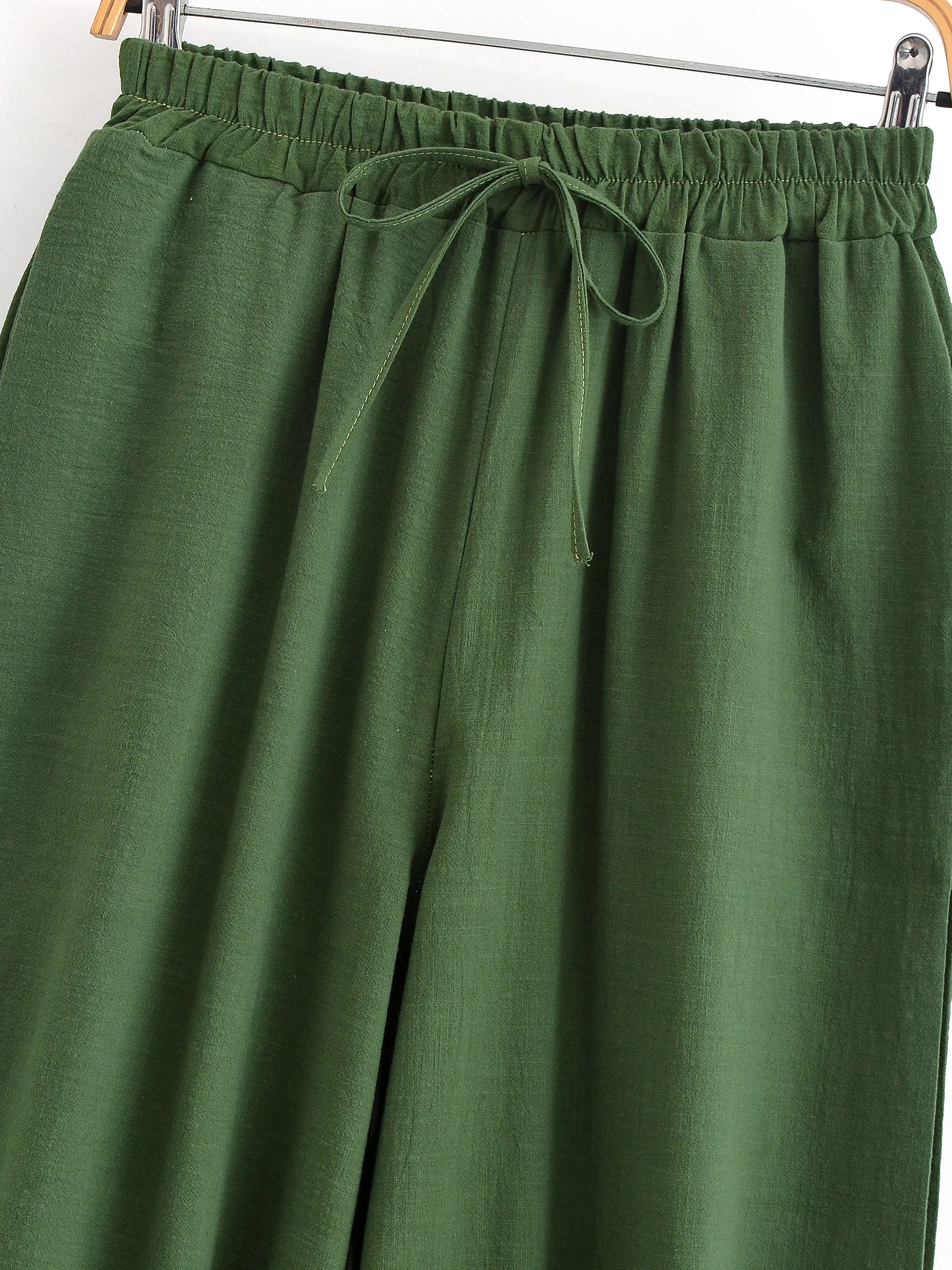 Vintage Chic 2025 Autumn Fashion Sun Moon Embroidery Linen Cotton Baggy Pants Women Bloomers Side Pockets Loose Yoga Trousers