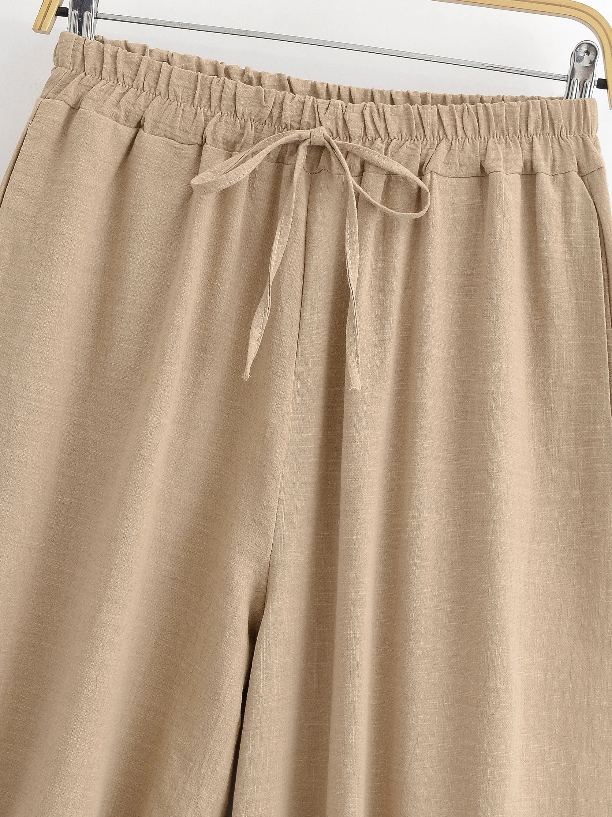 Vintage Chic 2025 Autumn Fashion Sun Moon Embroidery Linen Cotton Baggy Pants Women Bloomers Side Pockets Loose Yoga Trousers