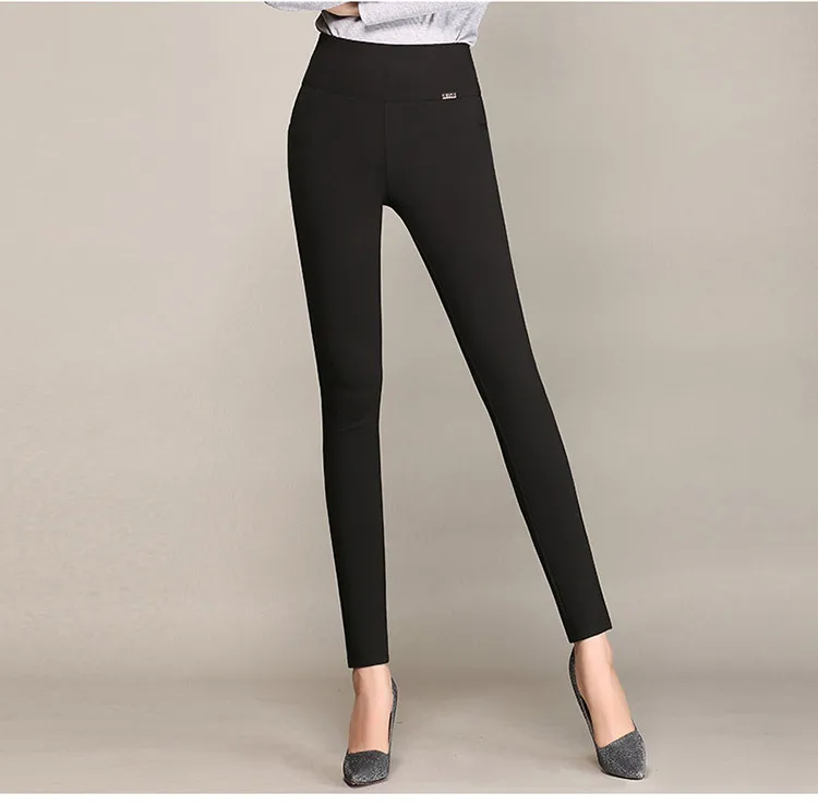Women's High Waisted Skinny Pants, Stretchy Leggings, Slim Trousers, Black, Wine, Blue, White, Office Ladies, 5XL, 6XL