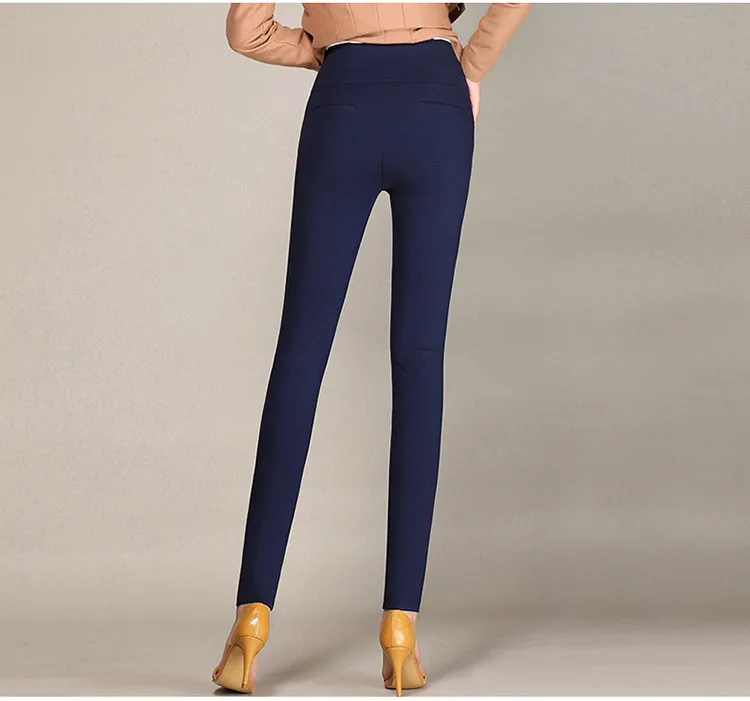 Women's High Waisted Skinny Pants, Stretchy Leggings, Slim Trousers, Black, Wine, Blue, White, Office Ladies, 5XL, 6XL