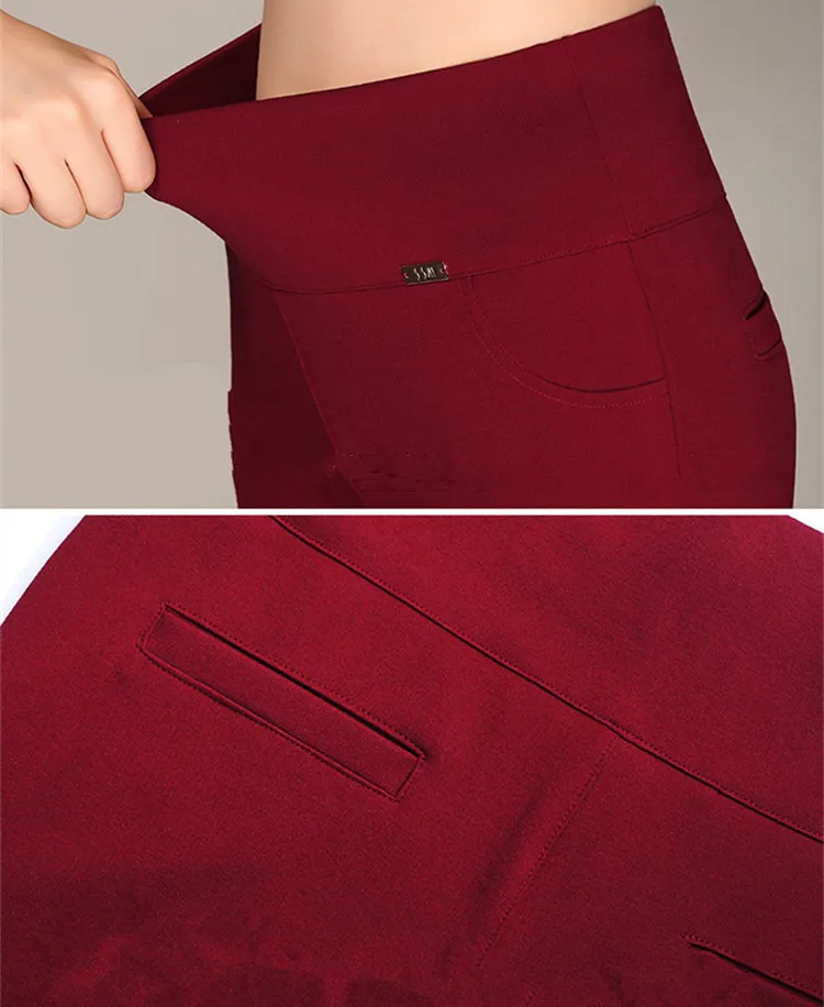 Women's High Waisted Skinny Pants, Stretchy Leggings, Slim Trousers, Black, Wine, Blue, White, Office Ladies, 5XL, 6XL