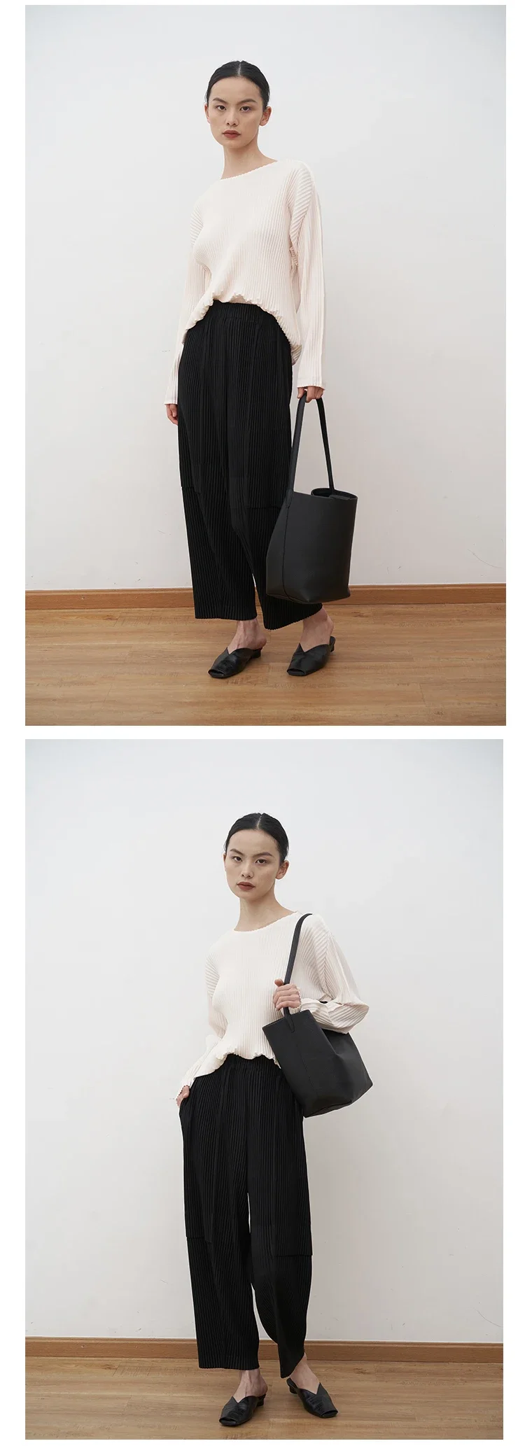YUDX Miyake Pleated Cargo Pants 2025 New Women's Pocket Style Pleated Casual Pants Wide Leg Ankle-Length Pants