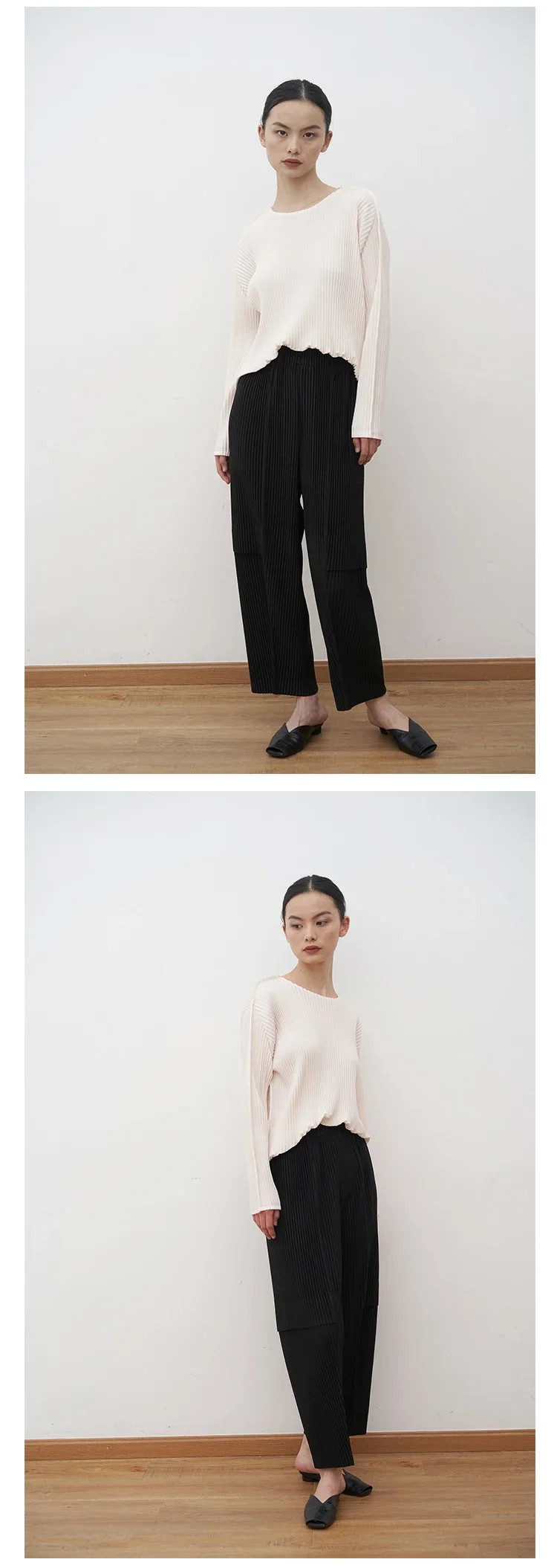 YUDX Miyake Pleated Cargo Pants 2025 New Women's Pocket Style Pleated Casual Pants Wide Leg Ankle-Length Pants