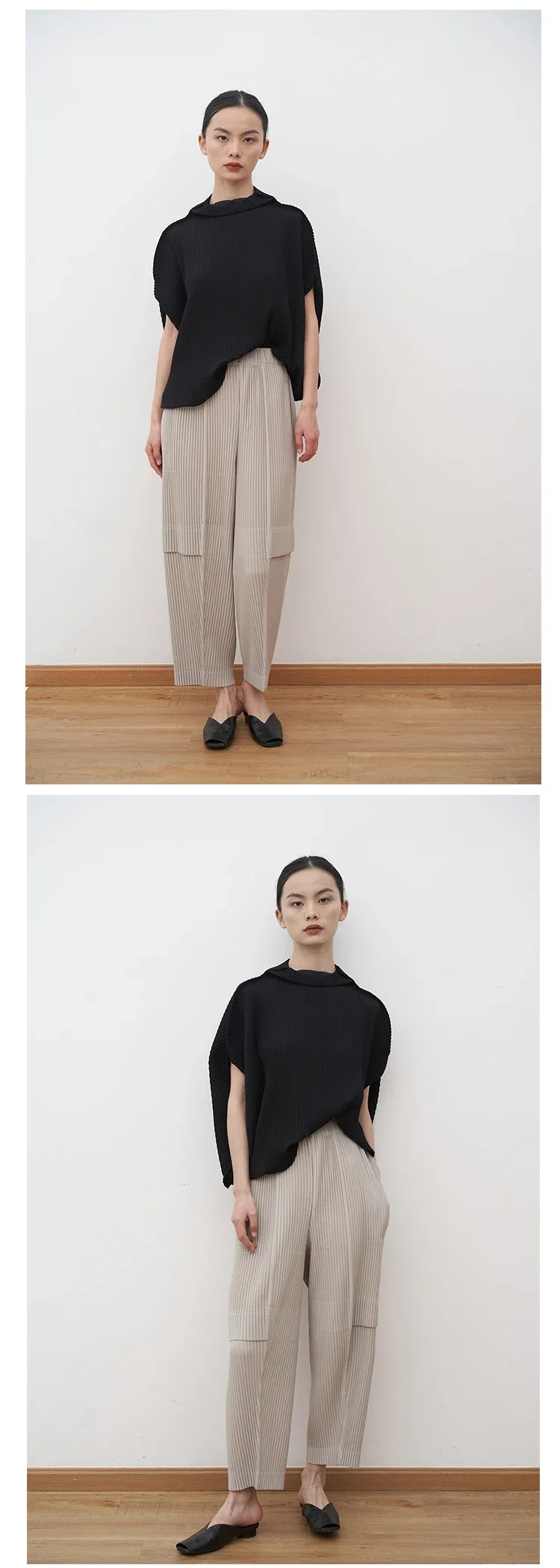 YUDX Miyake Pleated Cargo Pants 2025 New Women's Pocket Style Pleated Casual Pants Wide Leg Ankle-Length Pants