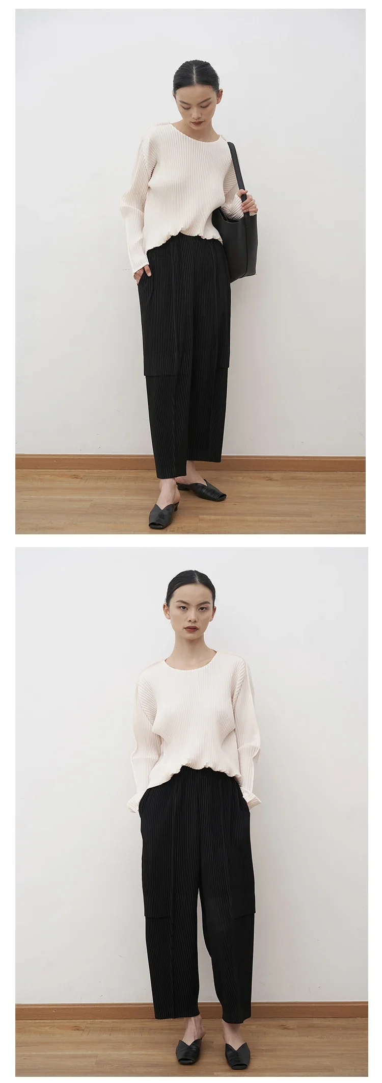 YUDX Miyake Pleated Cargo Pants 2025 New Women's Pocket Style Pleated Casual Pants Wide Leg Ankle-Length Pants
