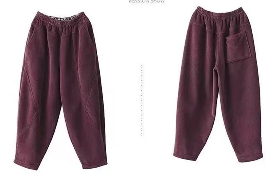 Corduroy Autumn Winter Pants Casual High Waist Warm Women Pantalones Vintage Ankle-length Jogger Fashion Trousers