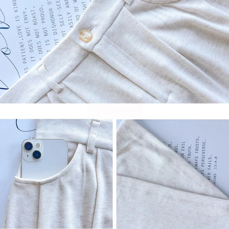 2025 Women Korean Fashion High Waist Pants Girls Retro Casual Straight Leg Trousers Lady Fashion Daily Solid Thin Pants