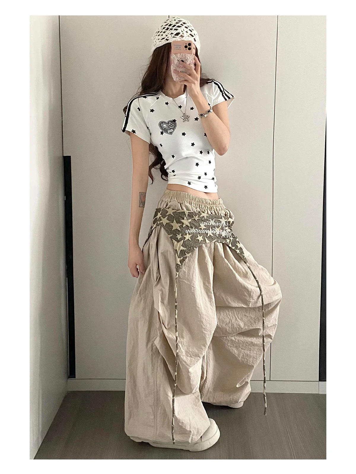 Women's Hip-hop Pants American Streetwear Layered Wide Leg Pants, Summer Breathable Cargo Trousers for Dance & Street Fashion