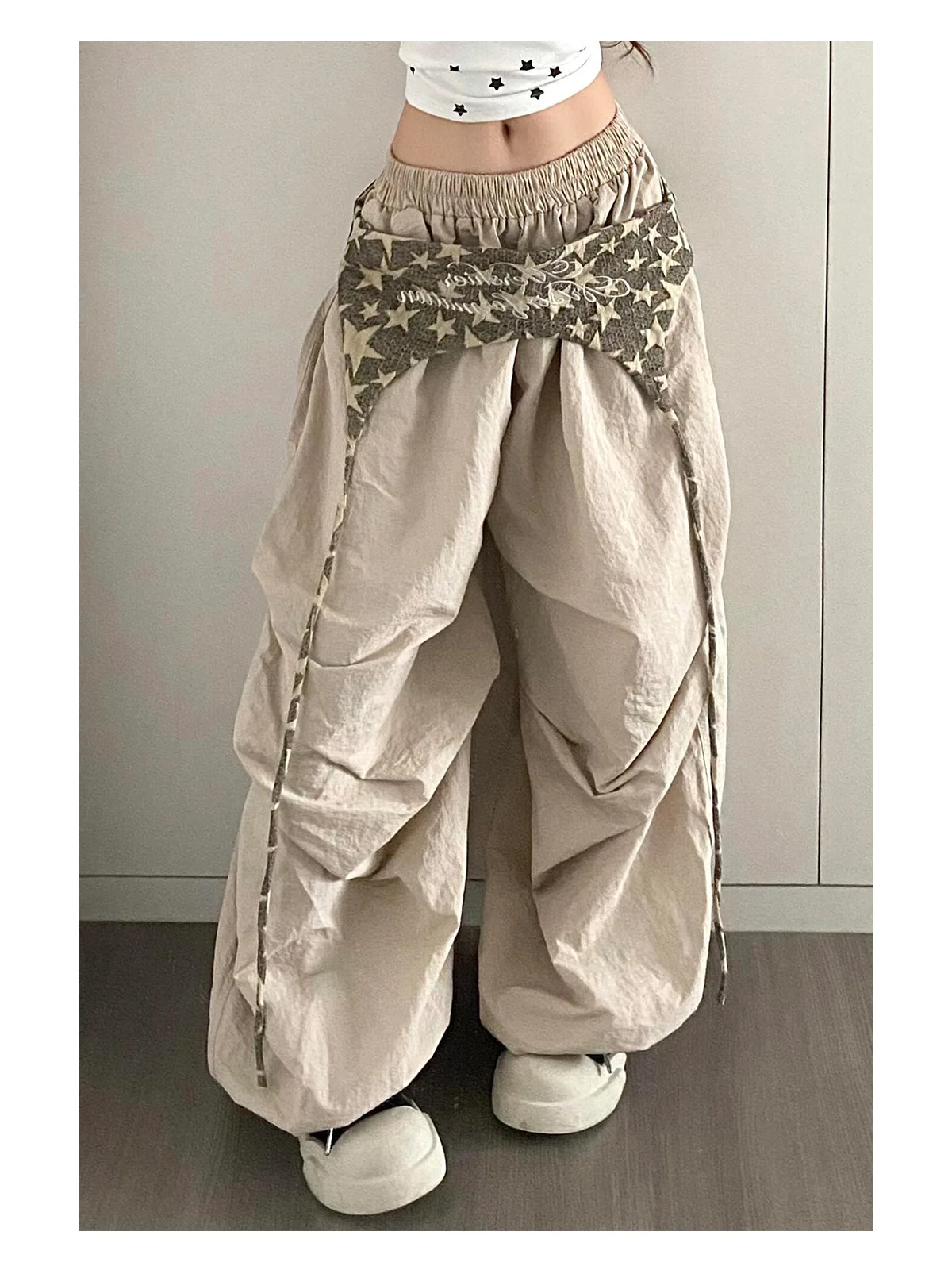 Women's Hip-hop Pants American Streetwear Layered Wide Leg Pants, Summer Breathable Cargo Trousers for Dance & Street Fashion