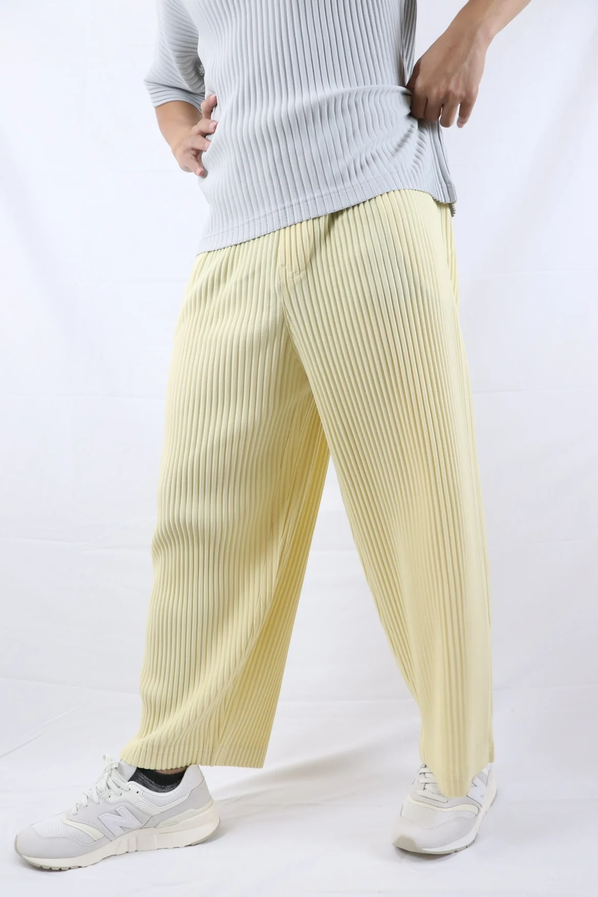 Pleats Original Pleated Pants Men's 2024 Summer Casual Drape Tapered Nine-minute Pants Drawstring Radish Small Leg Casual Pants