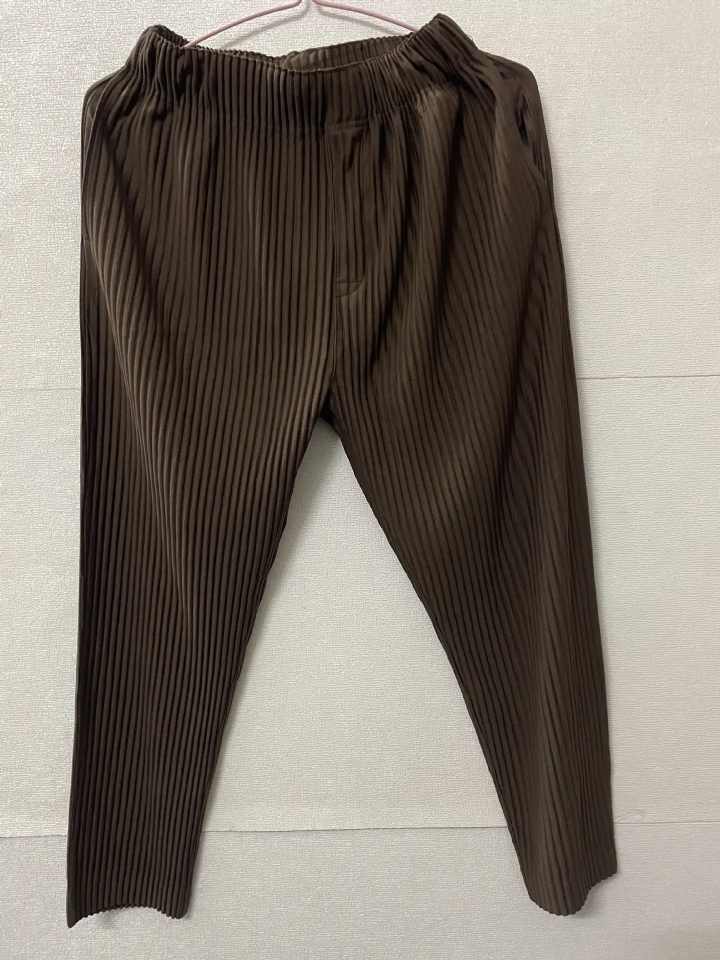 Pleats Original Pleated Pants Men's 2024 Summer Casual Drape Tapered Nine-minute Pants Drawstring Radish Small Leg Casual Pants