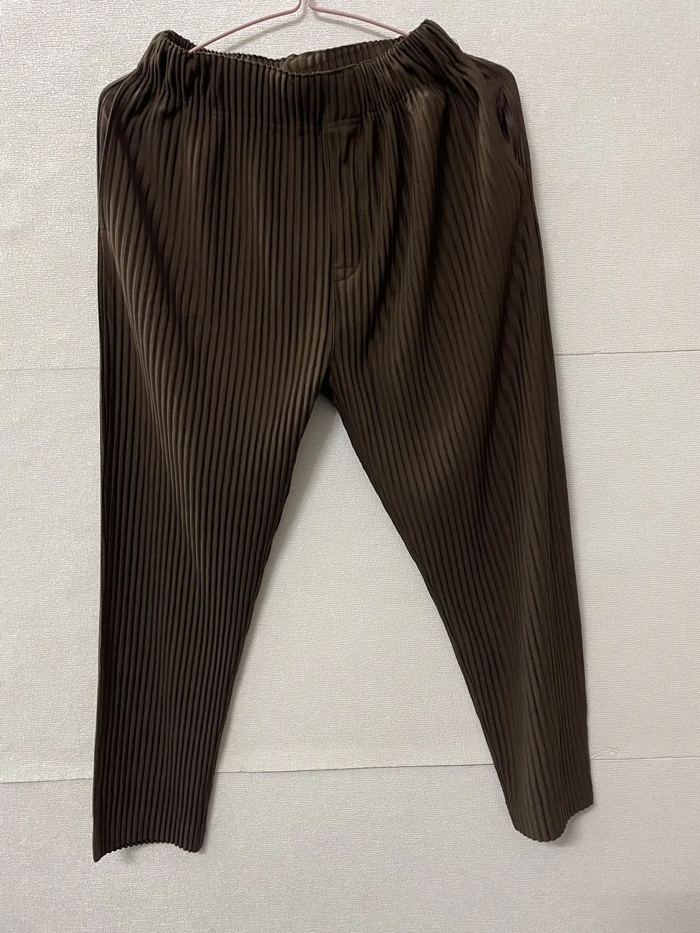 Pleats Original Pleated Pants Men's 2024 Summer Casual Drape Tapered Nine-minute Pants Drawstring Radish Small Leg Casual Pants