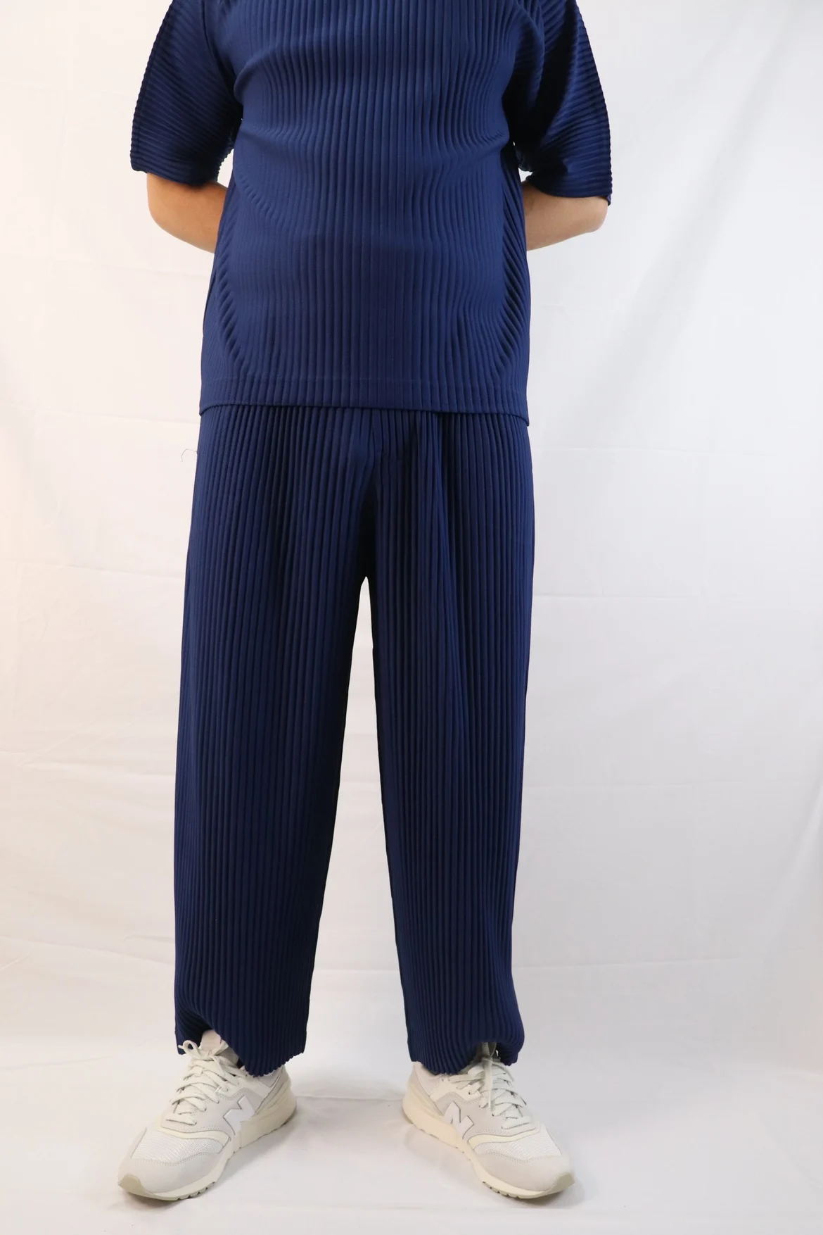 Pleats Original Pleated Pants Men's 2024 Summer Casual Drape Tapered Nine-minute Pants Drawstring Radish Small Leg Casual Pants
