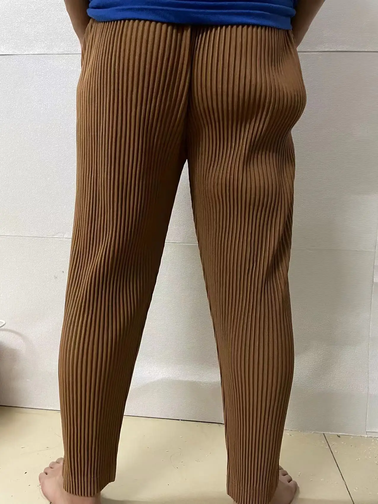 Pleats Original Pleated Pants Men's 2024 Summer Casual Drape Tapered Nine-minute Pants Drawstring Radish Small Leg Casual Pants