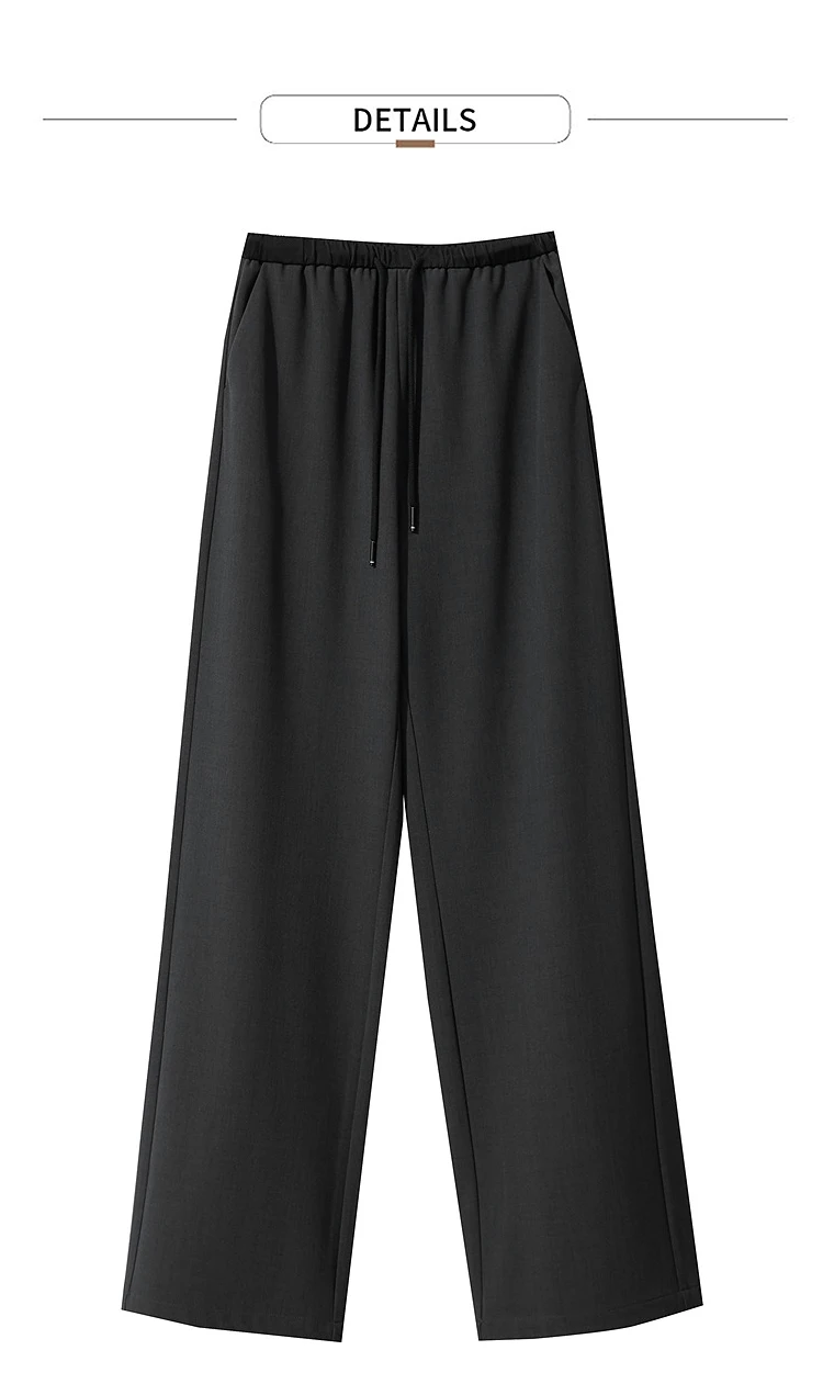 AMII 2026 Autumn Women Trousers Loose Casual Lace Up Elastic Wide Leg Pants Straight Solid Full Length Women's Clothing 12553006