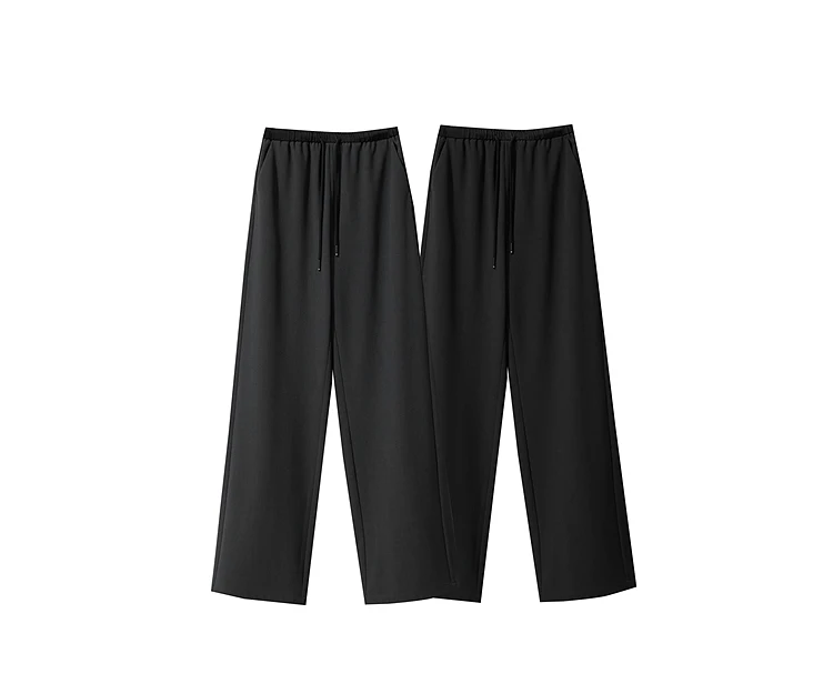 AMII 2026 Autumn Women Trousers Loose Casual Lace Up Elastic Wide Leg Pants Straight Solid Full Length Women's Clothing 12553006