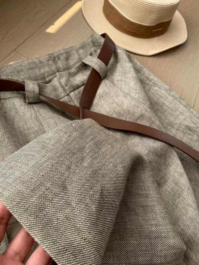 Fashion Straight Knee-Length Pants Women's Summer Thin High Waist Casual Pants Korean Simple Commute Solid Suit Pants