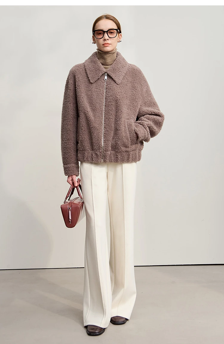 AMII Minimalist Pants For Women 2026 Winter New Solid Color Knitted Wide-leg Pants Commuter Ladies Trousers Clothing 12544045