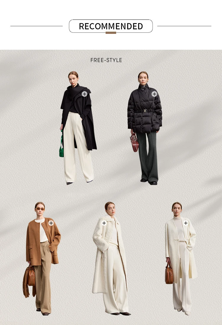 AMII Minimalist Pants For Women 2026 Winter New Solid Color Knitted Wide-leg Pants Commuter Ladies Trousers Clothing 12544045