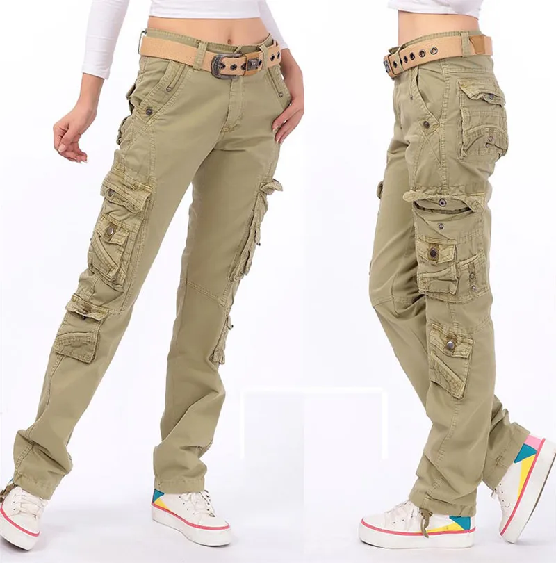 Cotton Pantalon Femmes 2026 Men Women Workout Military Multi-Pocket Baggy Cargo Pants Loose Straight trousers Hip Hop Pants 3362