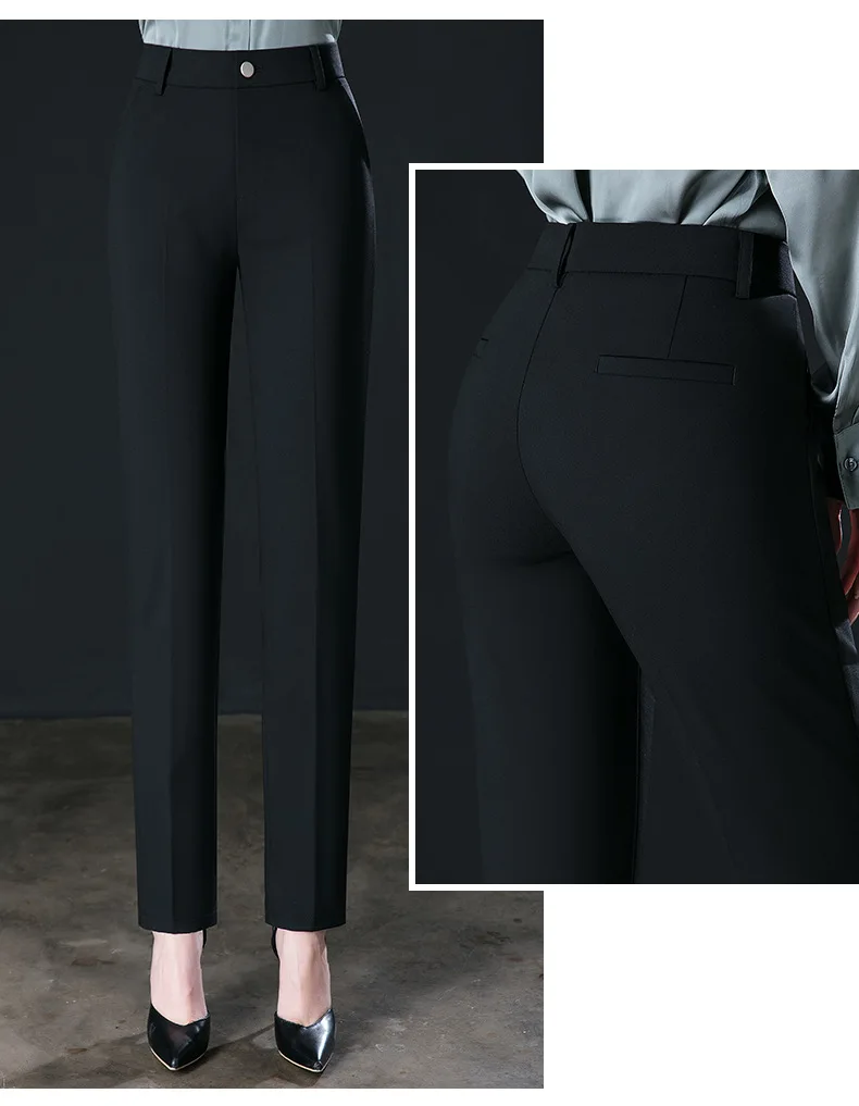 2026 New Women's Khaki Trousers, Autumn High Waisted Straight Suit Pants Loose Dress Pants Black Grey Slacks Women Pantalones