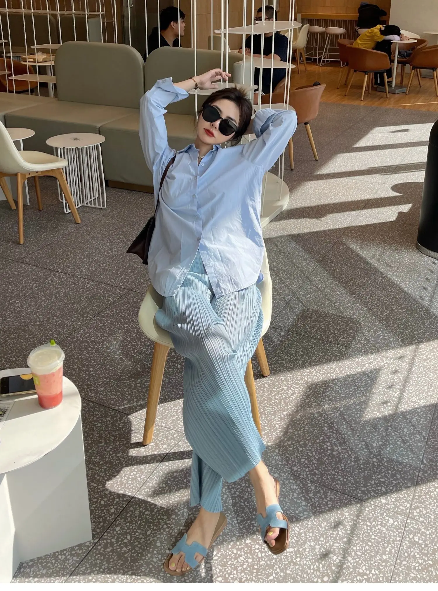 YUDX Pleated Women's Straight Pants Pleated Wide Leg Pants High Waist Draped Casual Pants 2024 Summer New