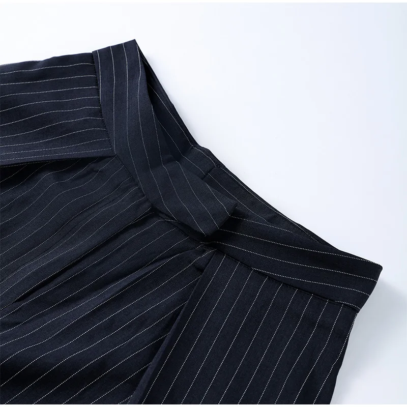 Women's Oversized Pinstripe Wide Leg Pants Vintage High Waist Wrap Front Tailored Baggy Trousers 2025 New Casual Chic Streetwear