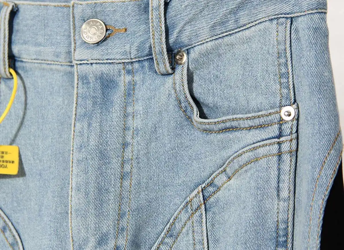 DEAT Fashion Women's Jeans New High Waist Slim Contract Color Patchwork Denim Pencil Pants Female Streetwear Autumn 2025 WT052