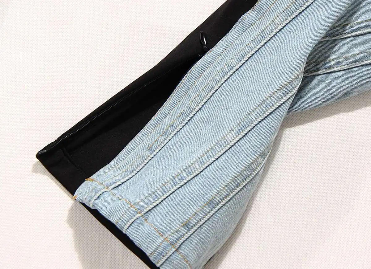 DEAT Fashion Women's Jeans New High Waist Slim Contract Color Patchwork Denim Pencil Pants Female Streetwear Autumn 2025 WT052
