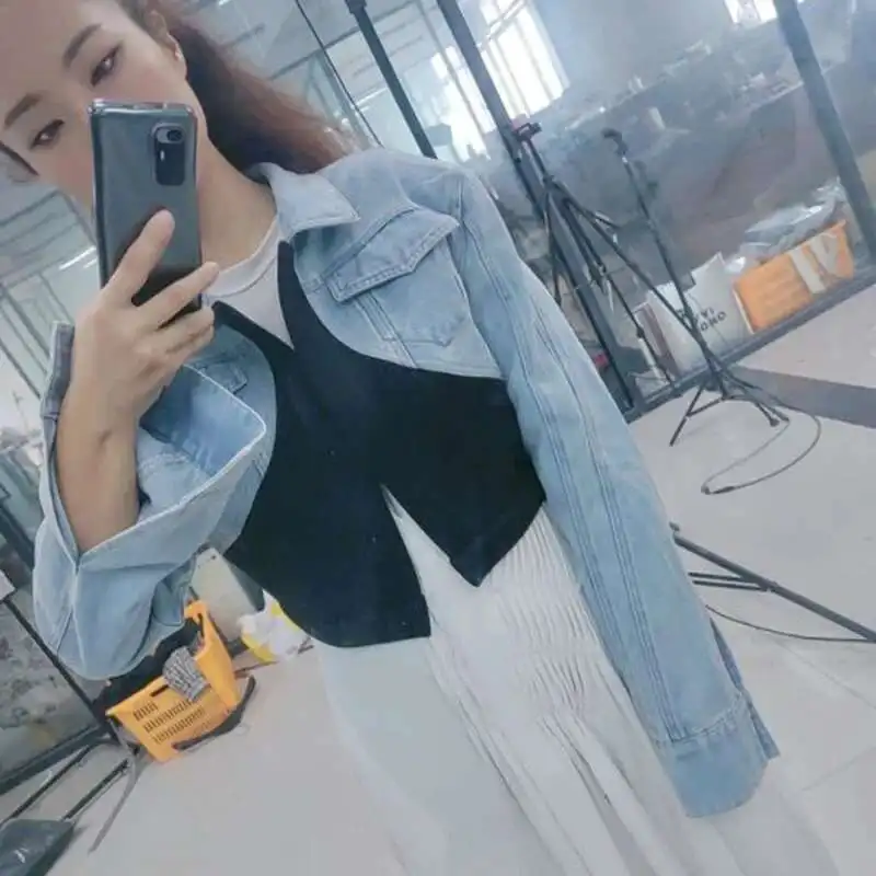 DEAT Fashion Women's Jeans New High Waist Slim Contract Color Patchwork Denim Pencil Pants Female Streetwear Autumn 2025 WT052