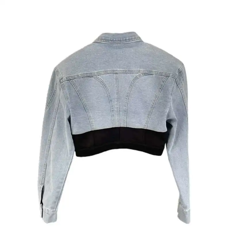 DEAT Fashion Women's Jeans New High Waist Slim Contract Color Patchwork Denim Pencil Pants Female Streetwear Autumn 2025 WT052