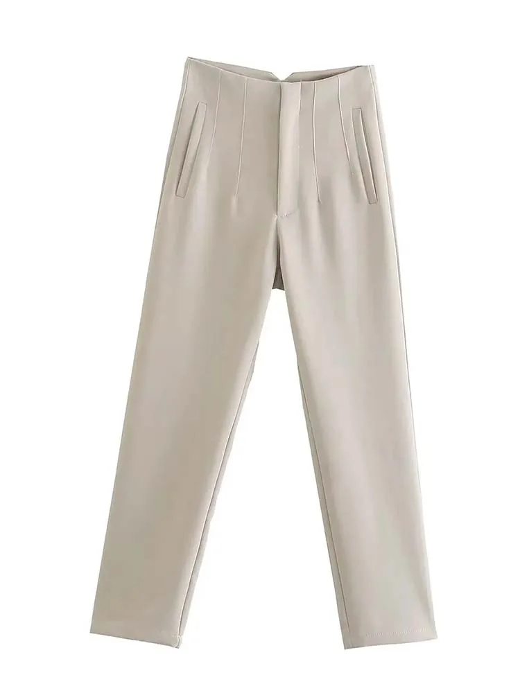 2025 Pencil Women Pants High Waist Pants for Women With Seam Detail Streetwear Woman Ankle Trousers Autumn Office Wear Pant