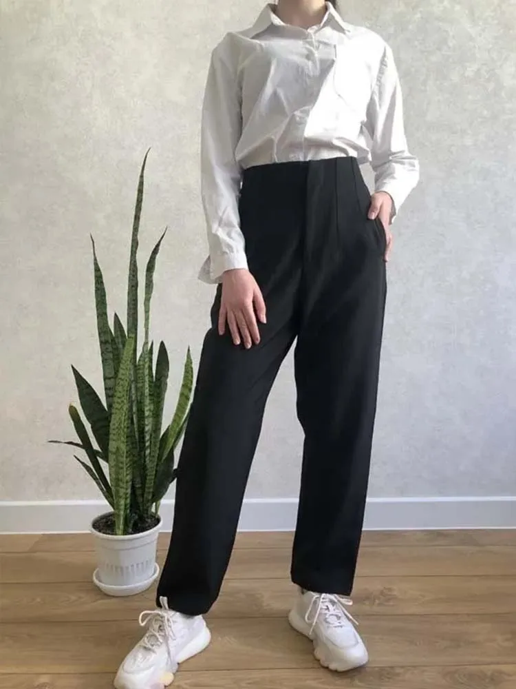 2025 Pencil Women Pants High Waist Pants for Women With Seam Detail Streetwear Woman Ankle Trousers Autumn Office Wear Pant