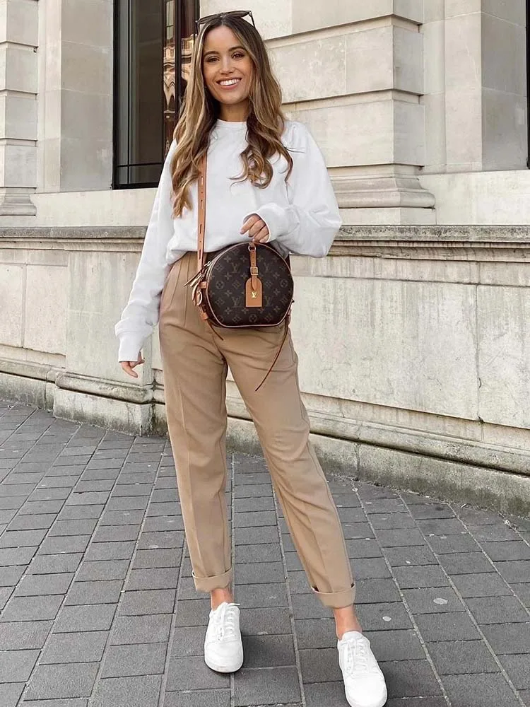 2025 Pencil Women Pants High Waist Pants for Women With Seam Detail Streetwear Woman Ankle Trousers Autumn Office Wear Pant
