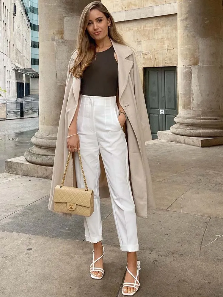 2025 Pencil Women Pants High Waist Pants for Women With Seam Detail Streetwear Woman Ankle Trousers Autumn Office Wear Pant