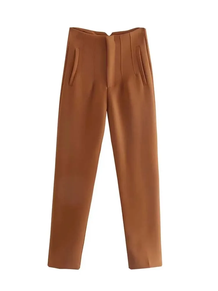 2025 Pencil Women Pants High Waist Pants for Women With Seam Detail Streetwear Woman Ankle Trousers Autumn Office Wear Pant