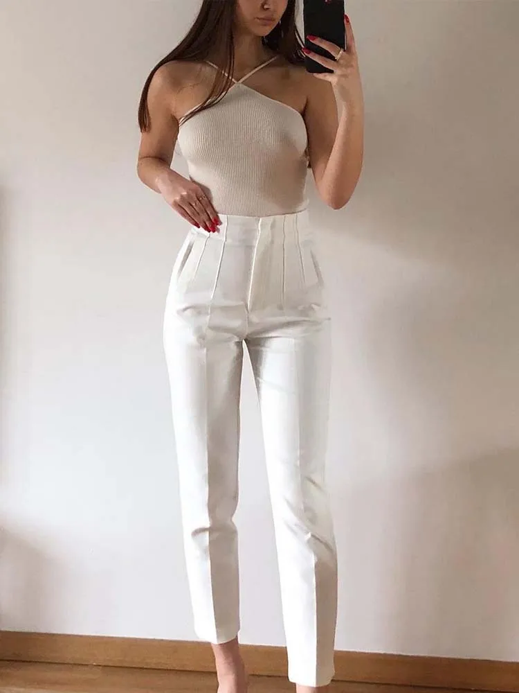2025 Pencil Women Pants High Waist Pants for Women With Seam Detail Streetwear Woman Ankle Trousers Autumn Office Wear Pant