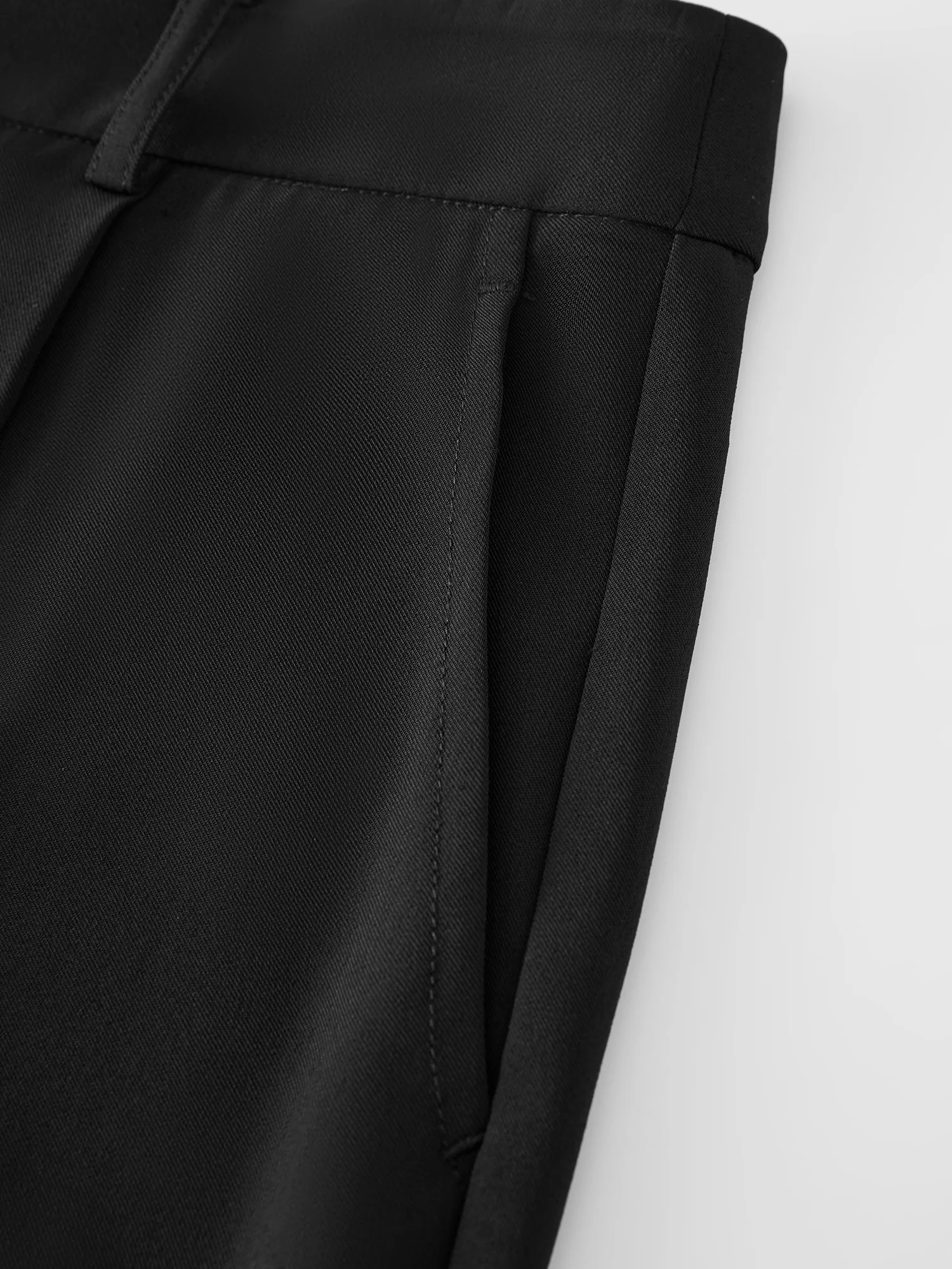 FSLE【2 Length】Women Black Commuter Long Trousers High Waist Grey Draped Straight Female Cropped Pants 25FS11163+25FS11248