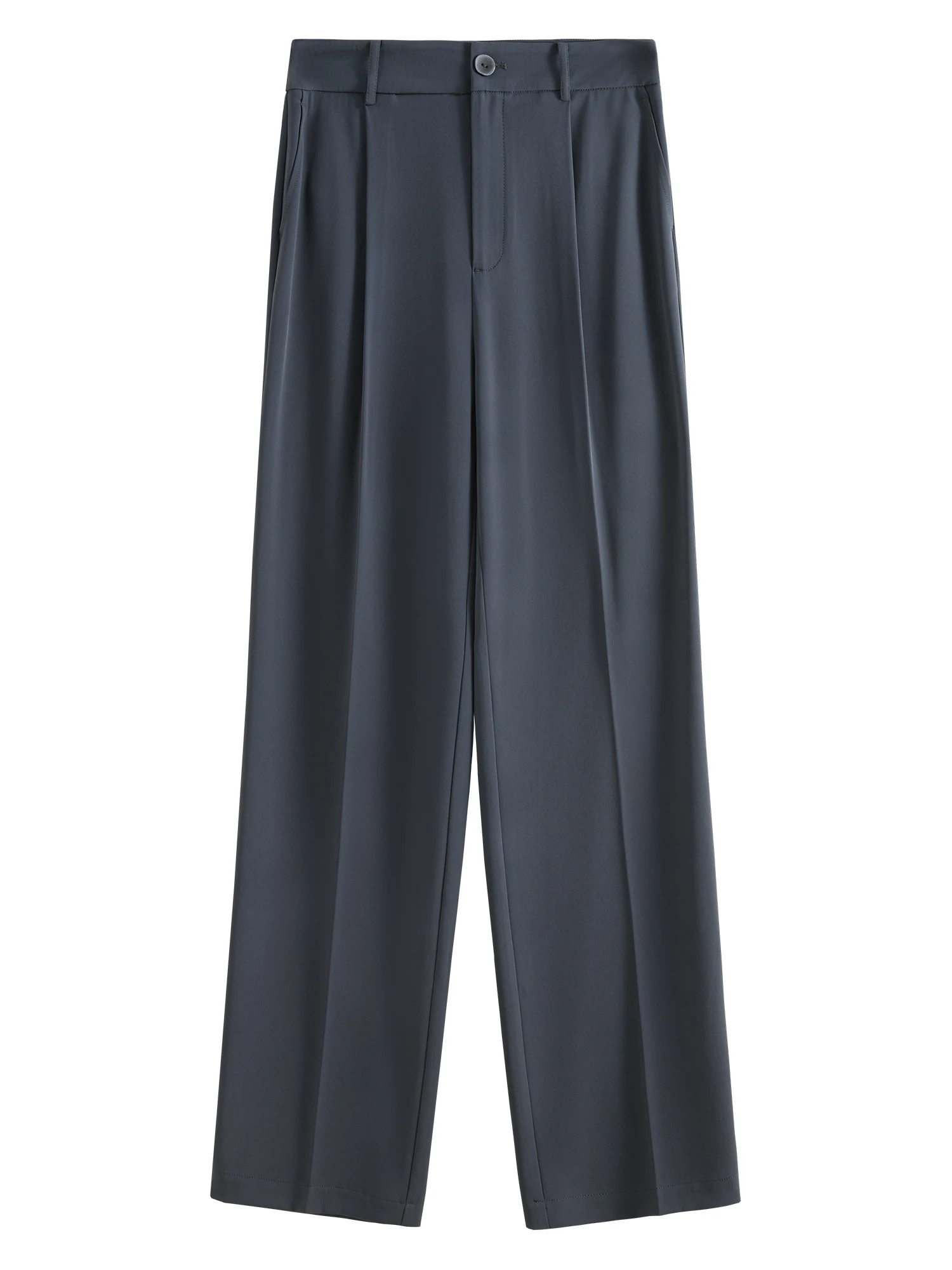 FSLE【2 Length】Women Black Commuter Long Trousers High Waist Grey Draped Straight Female Cropped Pants 25FS11163+25FS11248