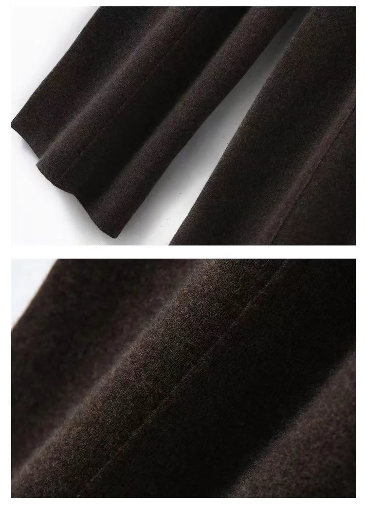 100% Pure Wool Pants Cashmere Wide Leg Trousers Women's Long Britches Knit Loose Daks Casual Pants Autumn Winter High Waist Daks