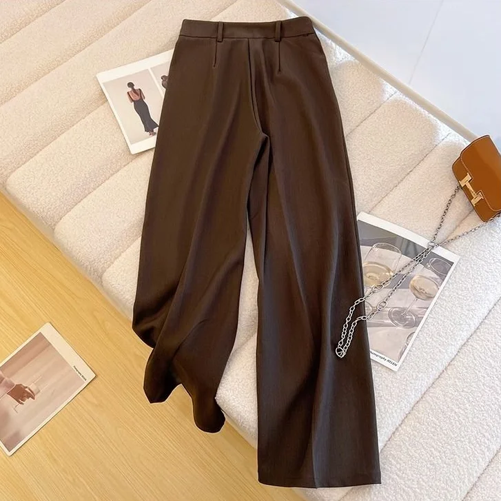 Spring Autumn Female Tailoring Trousers Work Women's Dress Pants Fluid Office Wide Leg New in Classic High Quality 90s Aesthetic