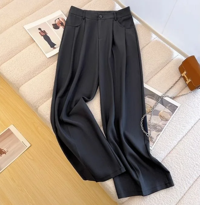 Spring Autumn Female Tailoring Trousers Work Women's Dress Pants Fluid Office Wide Leg New in Classic High Quality 90s Aesthetic