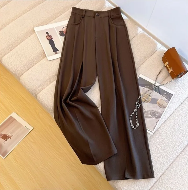 Spring Autumn Female Tailoring Trousers Work Women's Dress Pants Fluid Office Wide Leg New in Classic High Quality 90s Aesthetic