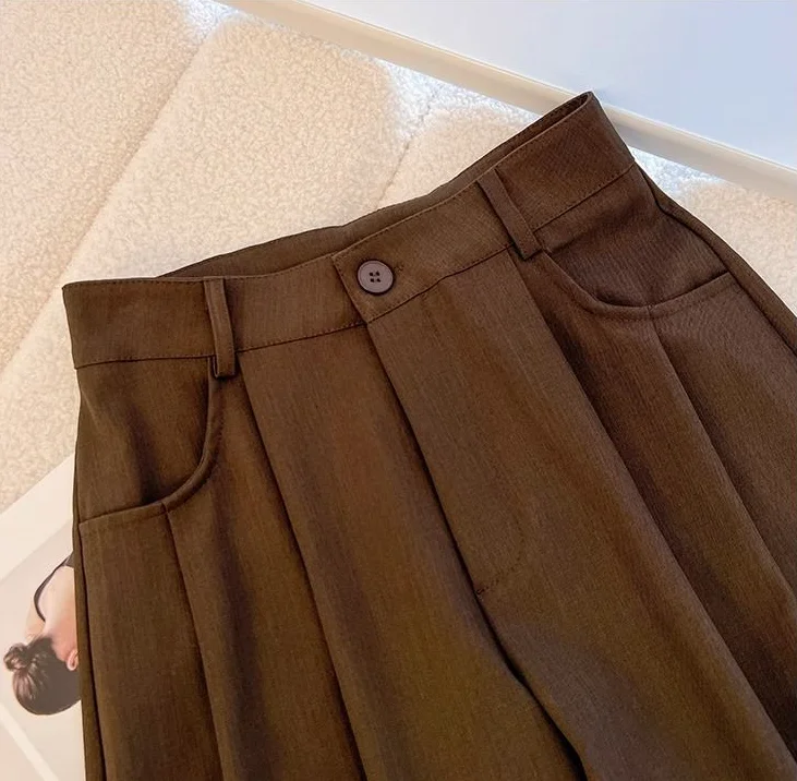 Spring Autumn Female Tailoring Trousers Work Women's Dress Pants Fluid Office Wide Leg New in Classic High Quality 90s Aesthetic