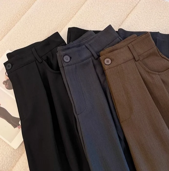 Spring Autumn Female Tailoring Trousers Work Women's Dress Pants Fluid Office Wide Leg New in Classic High Quality 90s Aesthetic