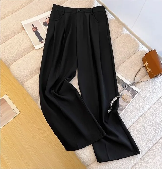 Spring Autumn Female Tailoring Trousers Work Women's Dress Pants Fluid Office Wide Leg New in Classic High Quality 90s Aesthetic